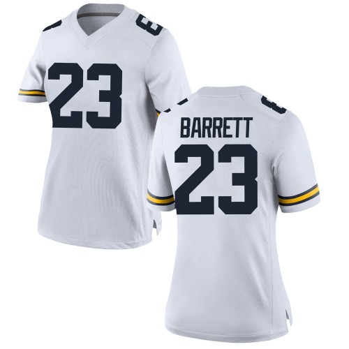 Michael Barrett Michigan Wolverines Women's NCAA #23 White Game Brand Jordan College Stitched Football Jersey JKE1654KS